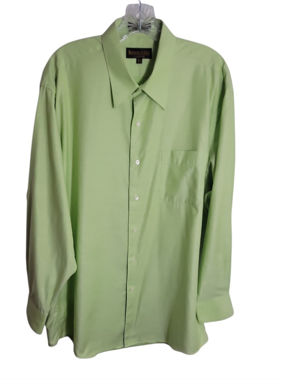 Robert Villini men's mint green button down dress shirt size 32/33 neck 16.5